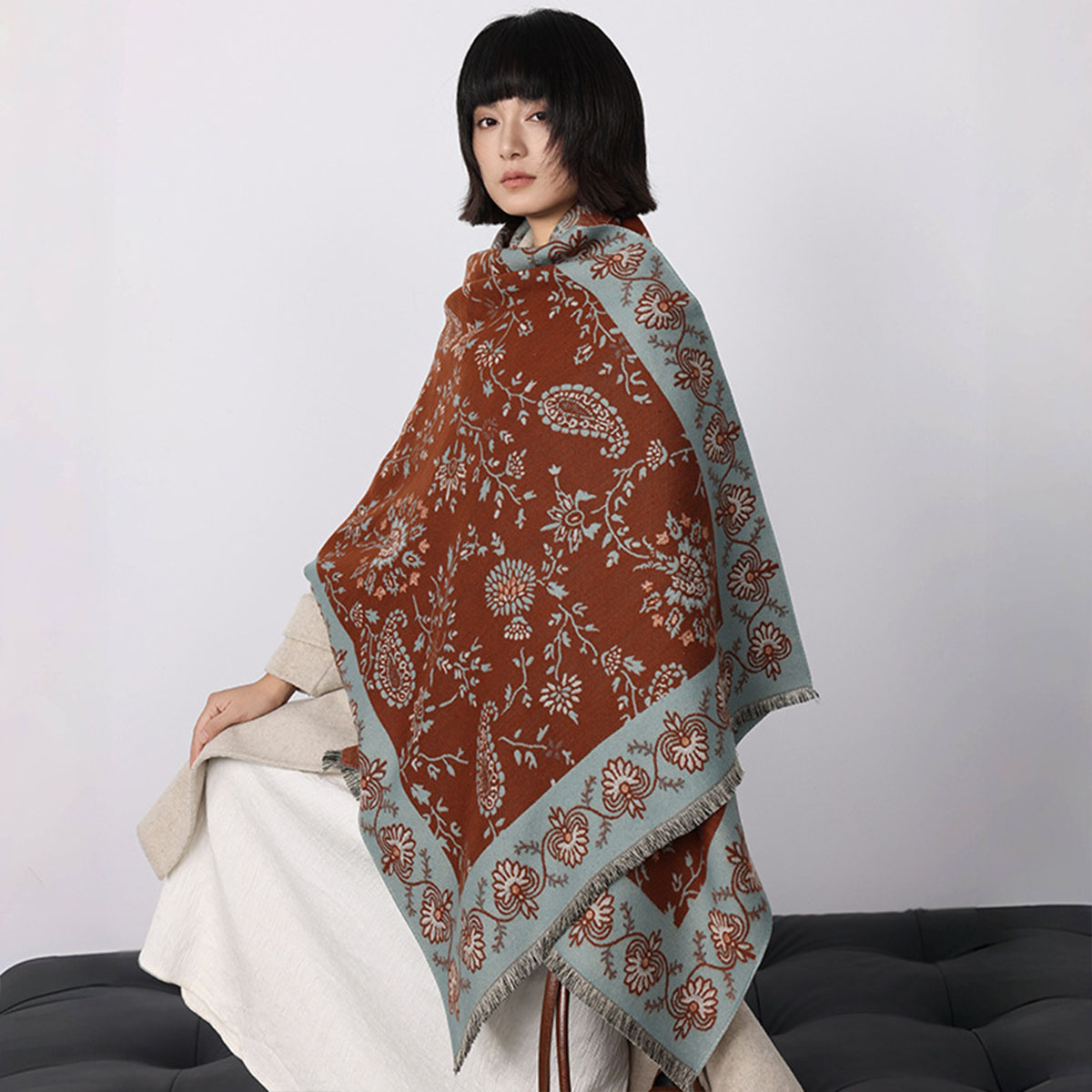 Роскошное зимнее имитация каше – обзор и цена Woven Scarf Blanket