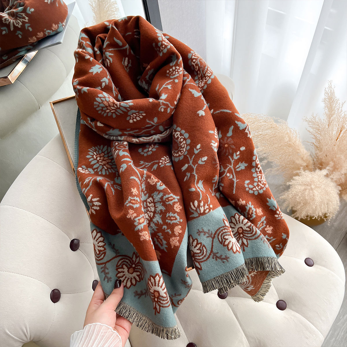 Роскошное зимнее имитация каше – обзор и цена Woven Scarf Blanket